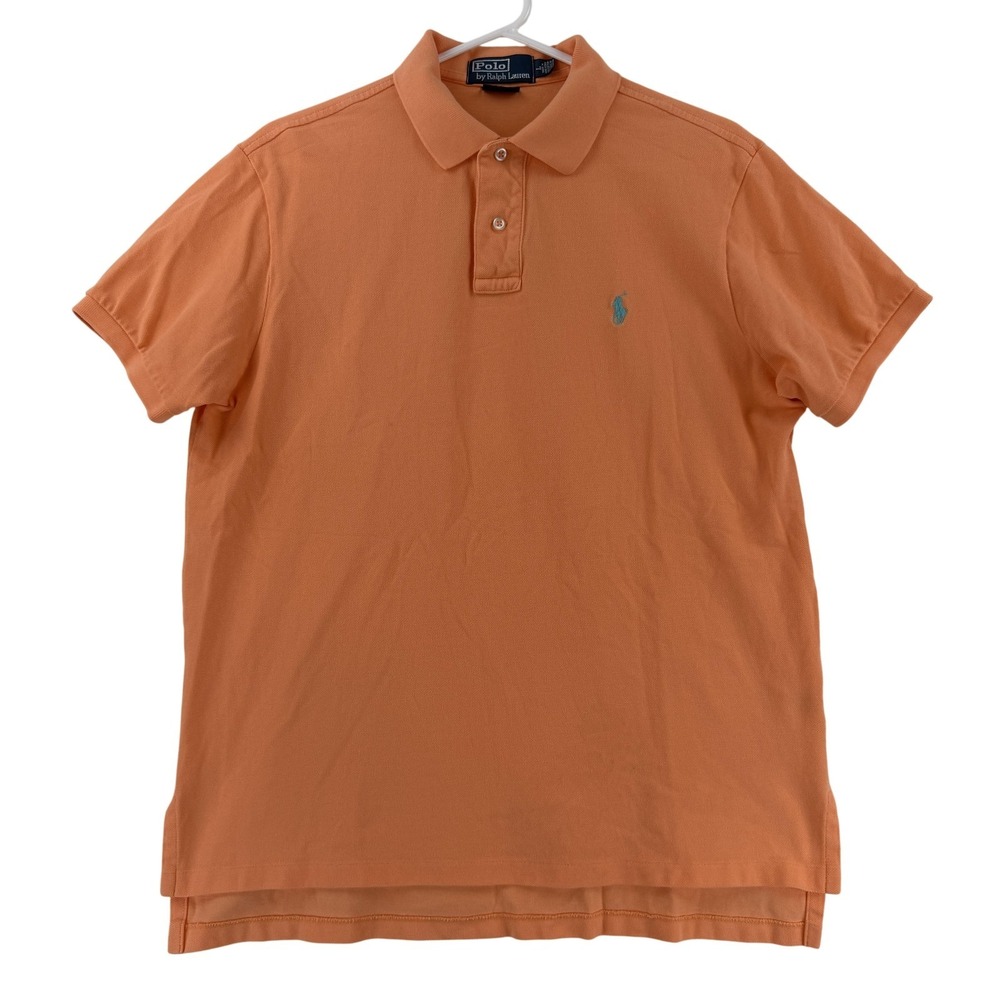 Polo By Ralph Lauren Polo Shirt Mens Large Orange Custom Fit Pony Logo Top